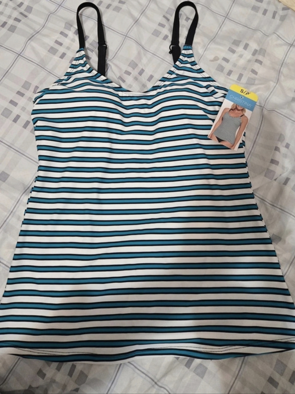 Kirkland Signature Costco D31 Striped One Piece in Blue & White Size Small NWT